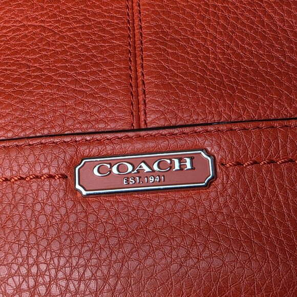 Coach Park Carrie Tote Cranberry Red Orange Pebbled Leather F23284 ๐ - Picture 11 of 16